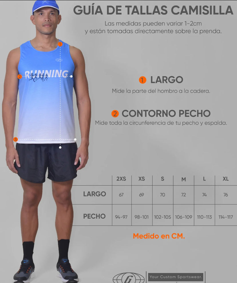 POLERA RUNNING CELESTE sin mangas