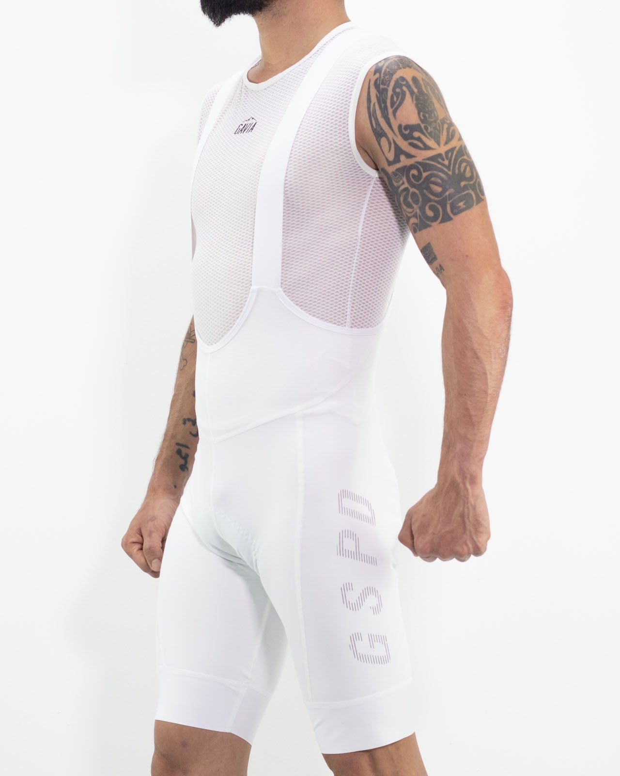 CALZA CICLISMO BIB 35SP PAD ITALIANO BLANCA