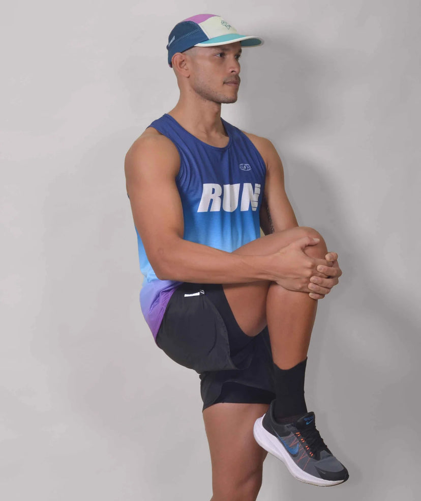 POLERA RUNNING CELESTE sin mangas